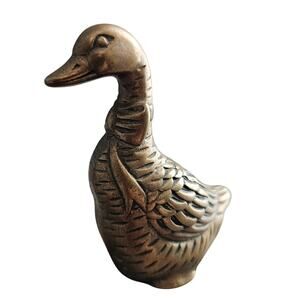 Vintage Solid Brass Duck Figurine Collectible Goose Home Decor Bird Mid Century